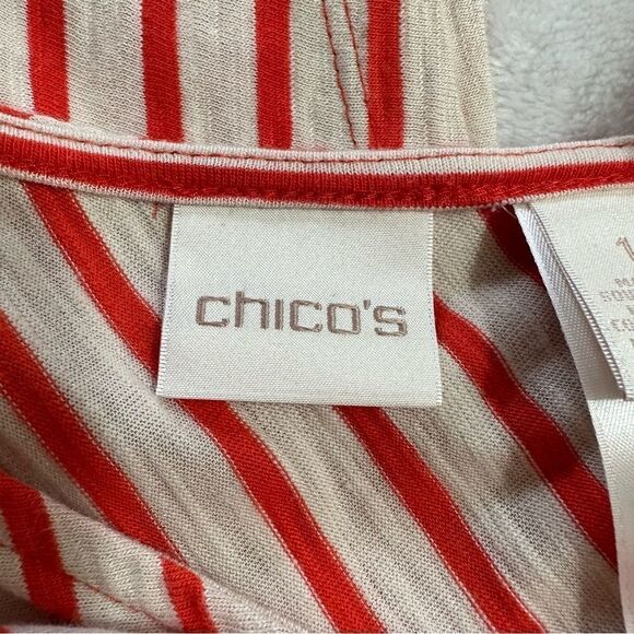 Chico’s‎ orange asymmetrical stripe tunic size M - Picture 5 of 12